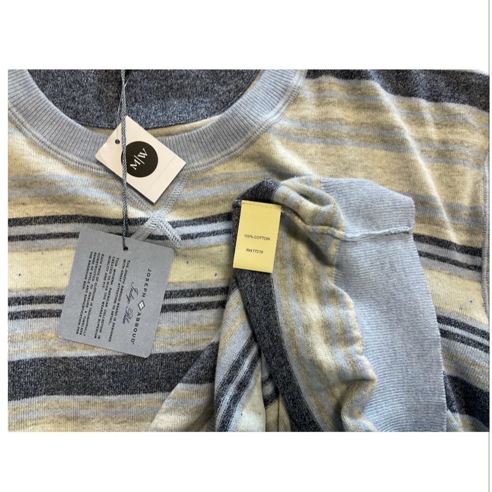 Joseph Abboud Light Blue, Gray & Cream Striped Crewneck Sweater - Picture 5 of 5